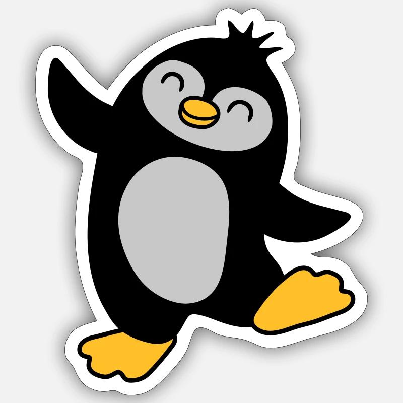 Happy cute penguin dancing - Sticker size S (10 x 10 cm) - white matte