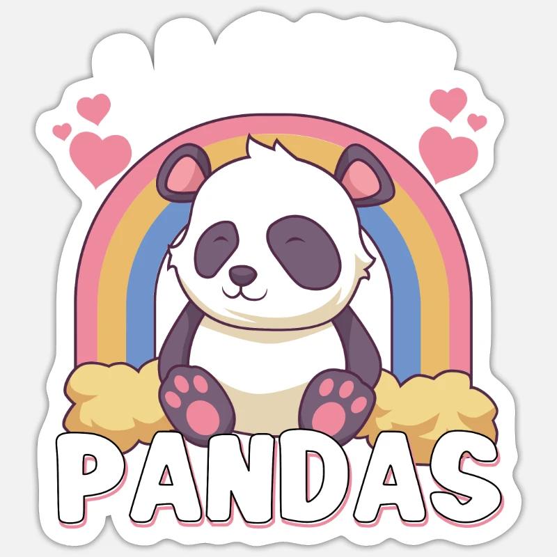 Pandabear Panda Bambou Faune Chine - Sticker taille S (10 x 10 cm) - blanc mat
