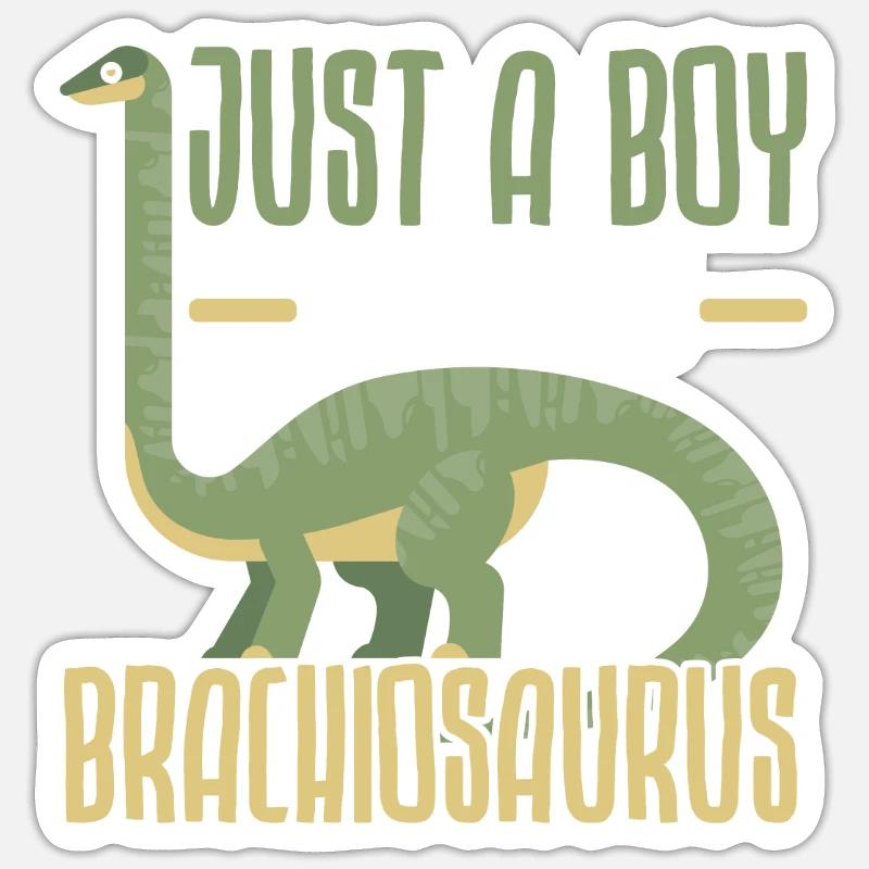Nur ein Junge, der Brachiosaurus liebt Dinosaurier Sticker Größe S (10 x 10 cm)
