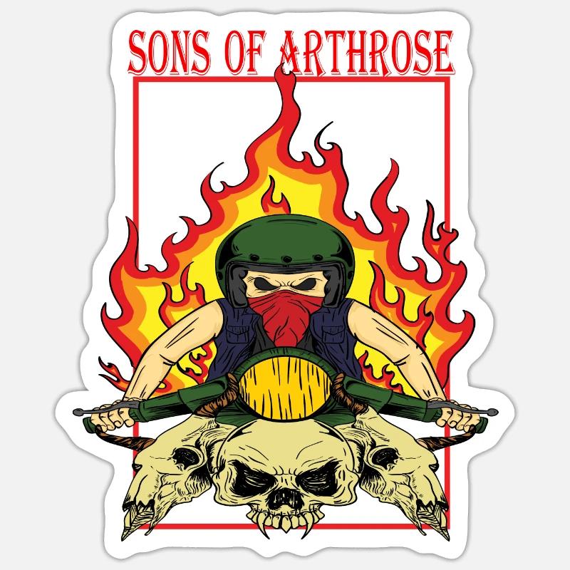 Flammenbiker Skullride - Sticker Größe S (10 x 10 cm) - Mattweiß