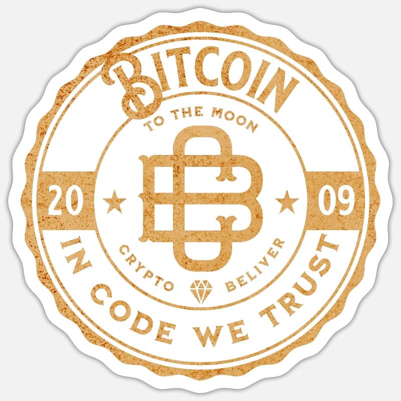 Bitcoin - Dans code, nous faisons confiance Sticker taille S (10 x 10 cm)