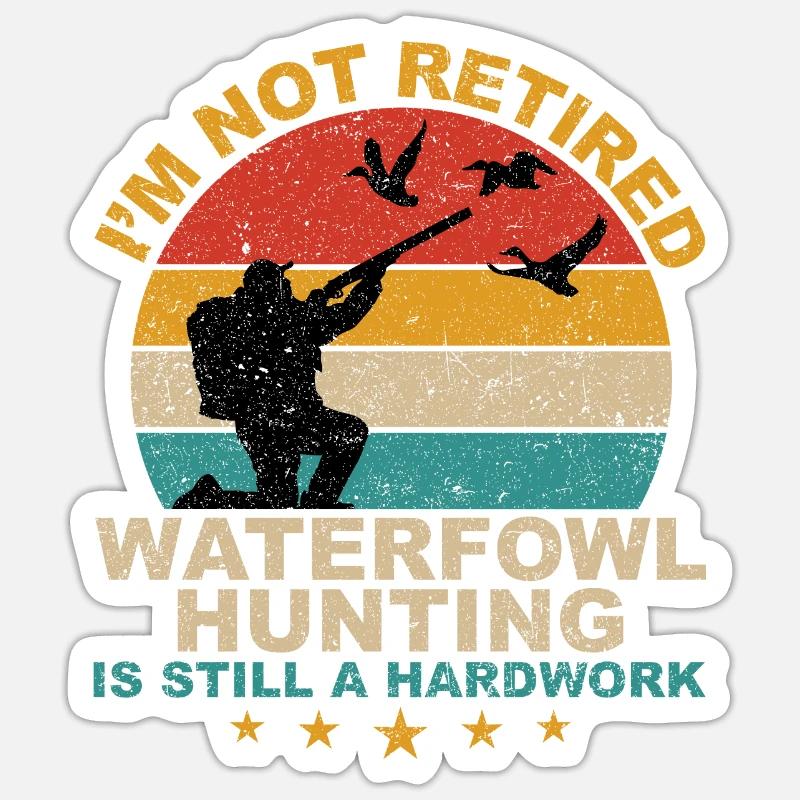 Lustige Wasservogeljagd Retro - Sticker Größe S (10 x 10 cm) - Mattweiß