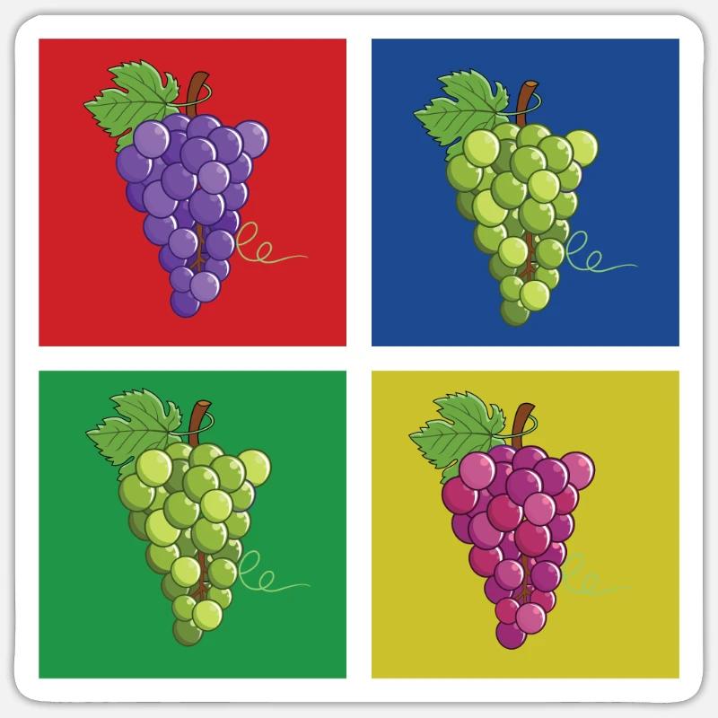 Grappes de raisin - Sticker taille S (10 x 10 cm) - blanc mat