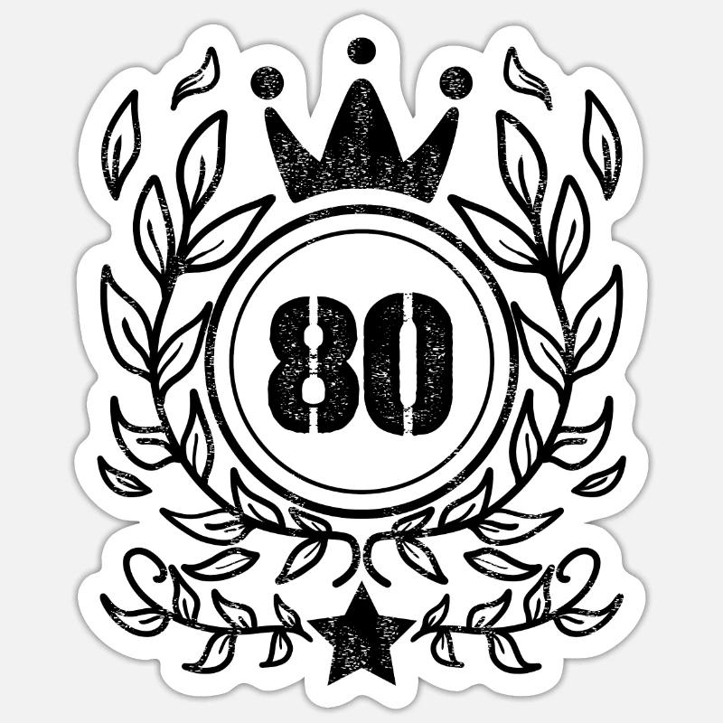 80 - Année de naissance Année de naissance 1980 - Sticker taille S (10 x 10 cm) - blanc mat