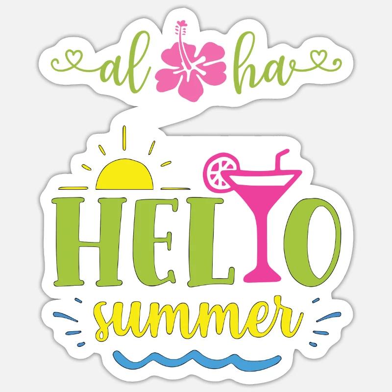 Hello Summer - Sticker taille S (10 x 10 cm) - blanc mat