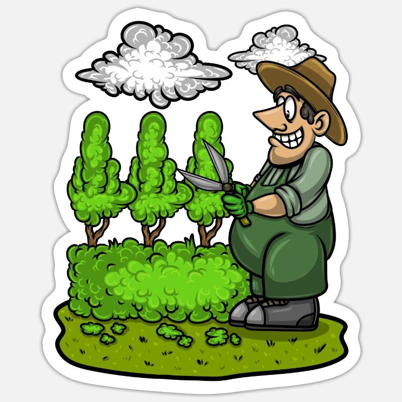 Gartengärtner Schnitthecke Mittelfinger Gartenarbeit - Sticker Größe S (10 x 10 cm) - Mattweiß