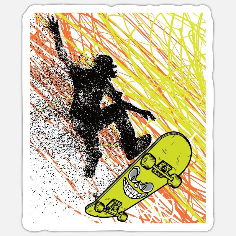Skateboard - Sticker taille S (10 x 10 cm) - blanc mat