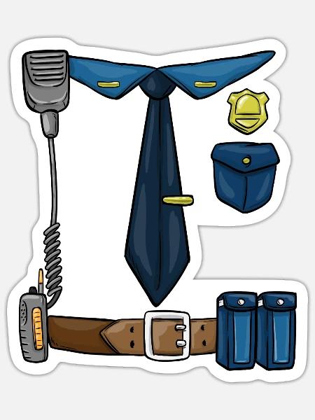 Polizei Polizist Kostum Fasching Karneval - Sticker Größe S (10 x 10 cm) - Mattweiß