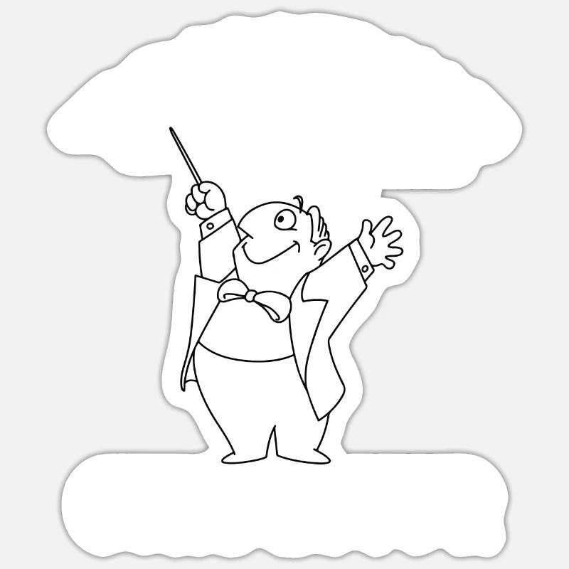 Dirigent beim Dirigieren Konzert Orchester - Sticker Größe S (10 x 10 cm) - Mattweiß