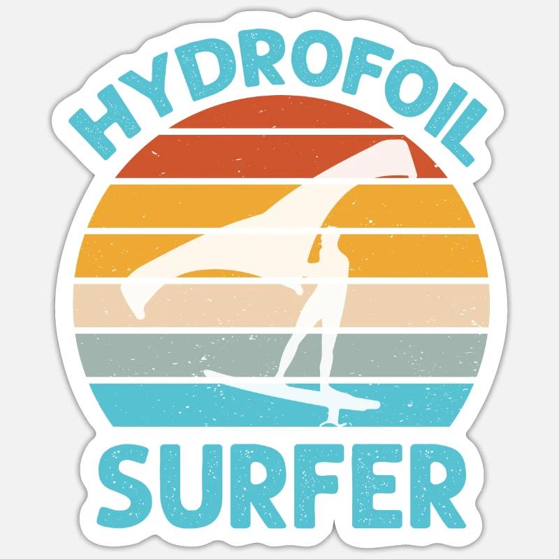Hydrofoil Surfer - Wingfoil Surf - Sticker taille S (10 x 10 cm) - blanc mat