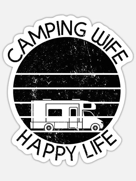Camping Camper Wohnmobil Wohnwagen Campingurlaub - Sticker Größe S (10 x 10 cm) - Mattweiß
