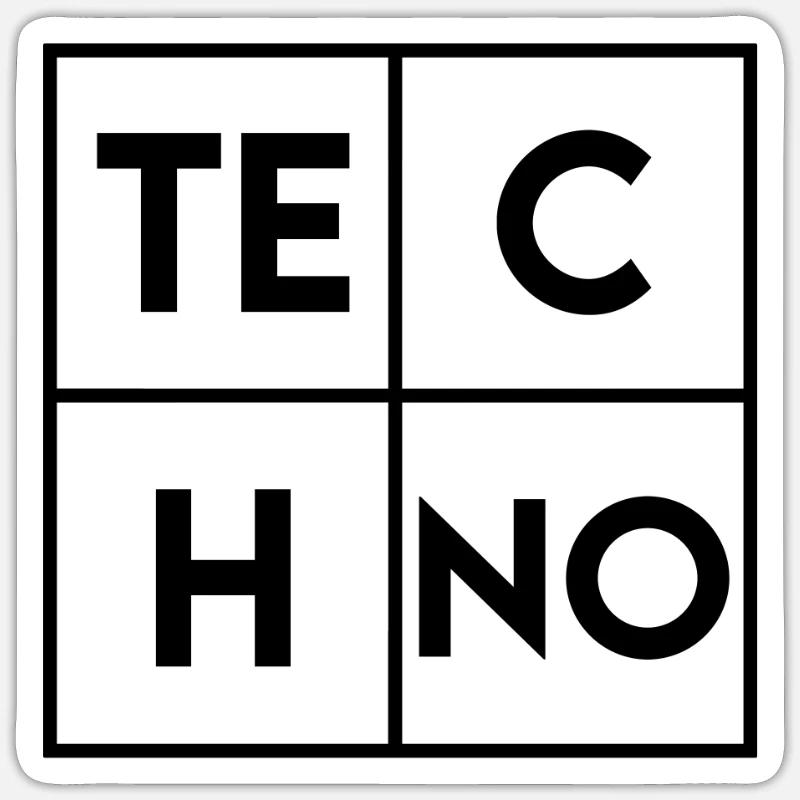 Techno - Sticker formato S (10 x 10 cm) - bianco opaco