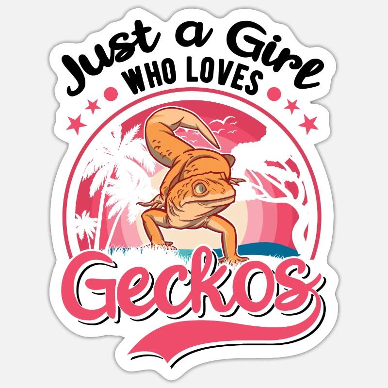 Gecko Mädchen Leopardengecko Sticker Größe S (10 x 10 cm)