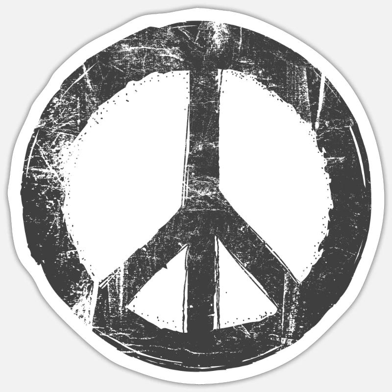 Retro Design Friedenszeichen Peace Zeichen - Sticker Größe S (10 x 10 cm) - Mattweiß