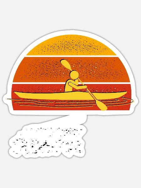 Vintage Kajak Kanu Retro - Sticker Größe S (10 x 10 cm) - Mattweiß