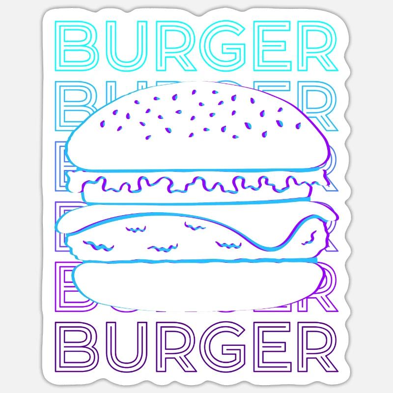 Burger Hamburger Cheeseburger Retro Geschenk Sticker Größe S (10 x 10 cm)