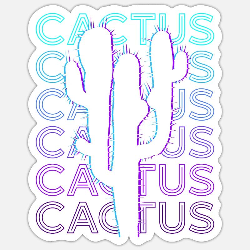 Cactus Cactus Retro Cadeau - Sticker taille S (10 x 10 cm) - blanc mat