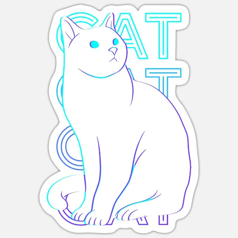 Cadeau rétro chat - Sticker taille S (10 x 10 cm) - blanc mat