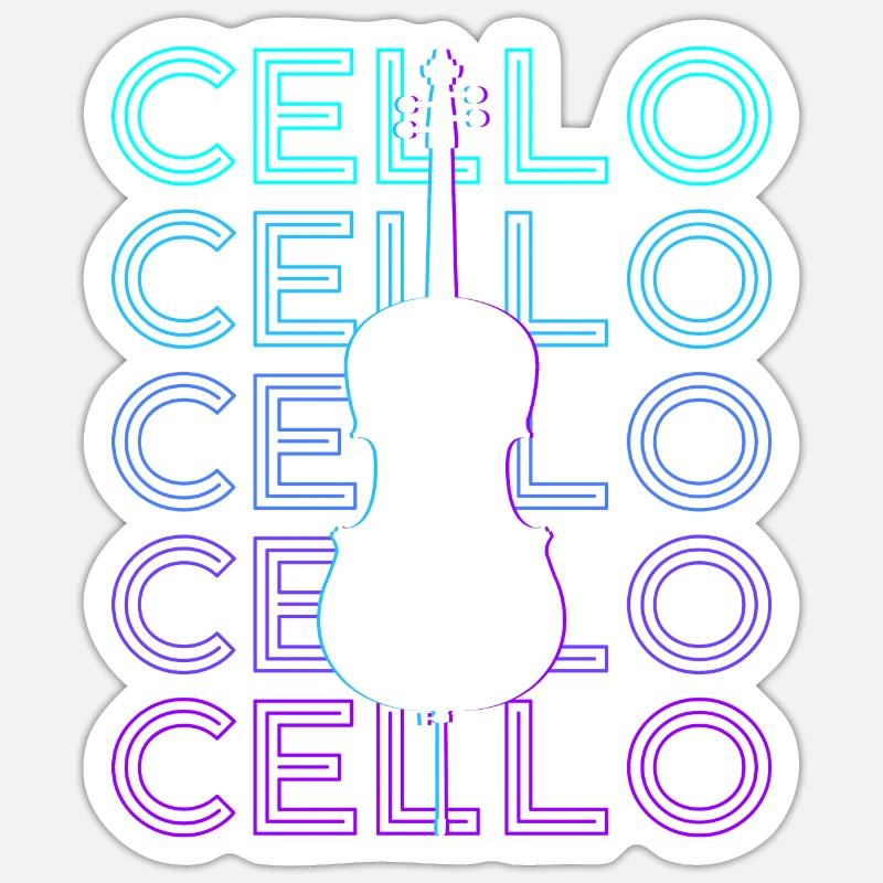 Cello Cellist Retro Geschenk - Sticker Größe S (10 x 10 cm) - Mattweiß
