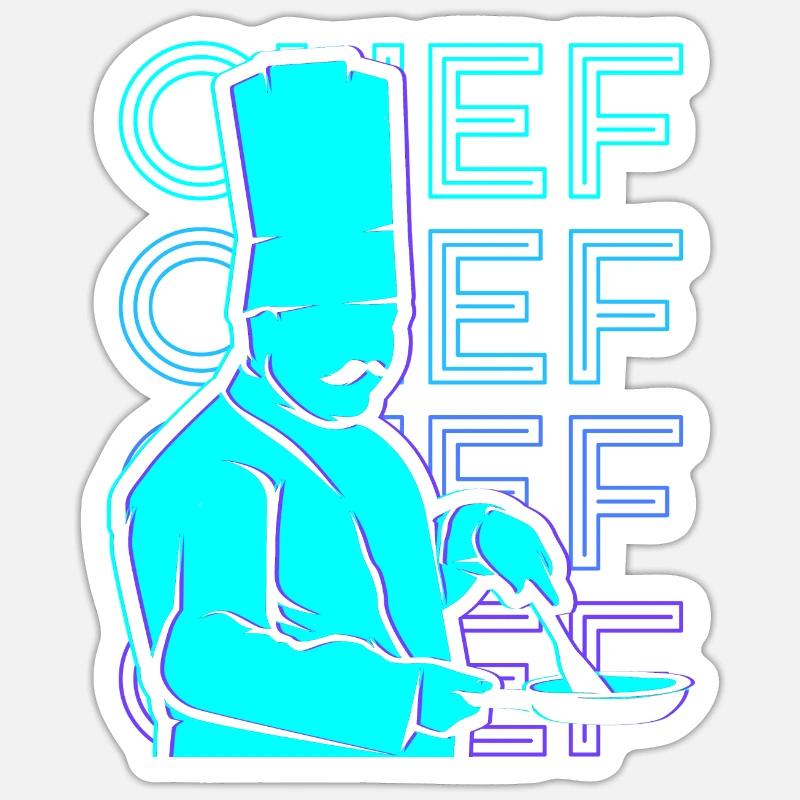 Chefkoch Kochen Retro Geschenk - Sticker Größe S (10 x 10 cm) - Mattweiß