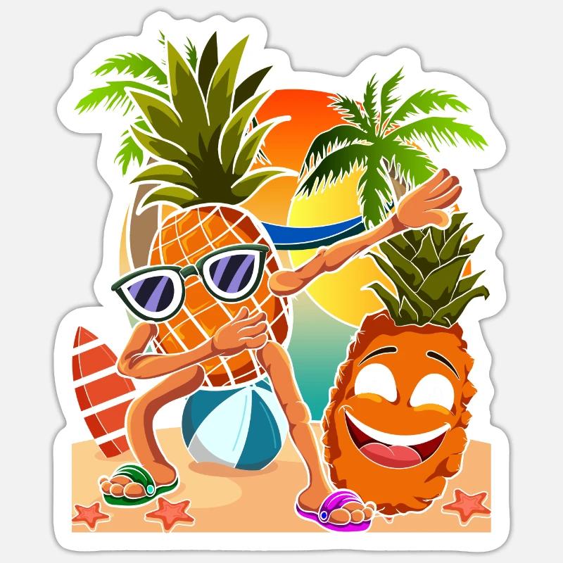Ananas - Sticker taille S (10 x 10 cm) - blanc mat