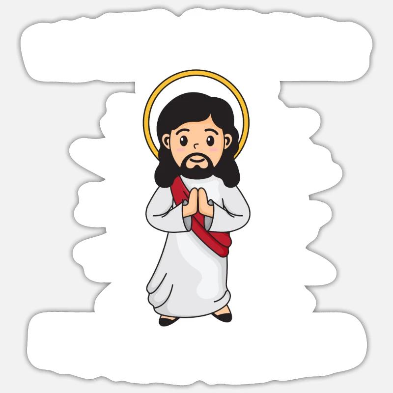 Jésus Christianisme Dieu Prière Pasteur - Sticker taille S (10 x 10 cm) - blanc mat