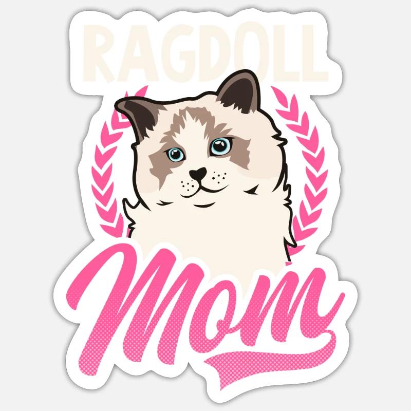 Ragdoll Chat Ragdoll Maman - Sticker taille S (10 x 10 cm) - blanc mat