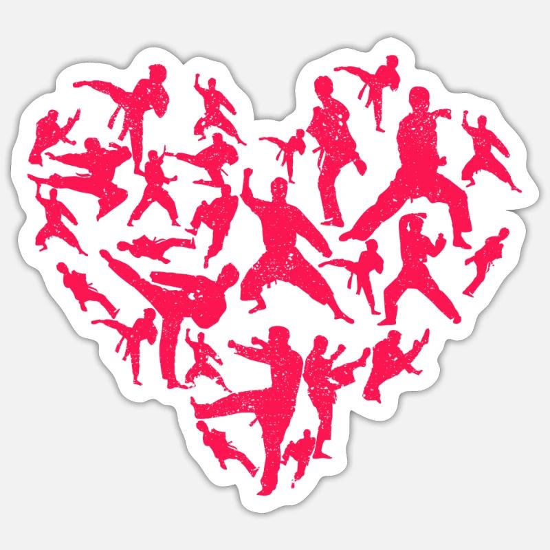 Kampfkunst Herz Liebe Training Karate Tae Kwon Do - Sticker Größe S (10 x 10 cm) - Mattweiß