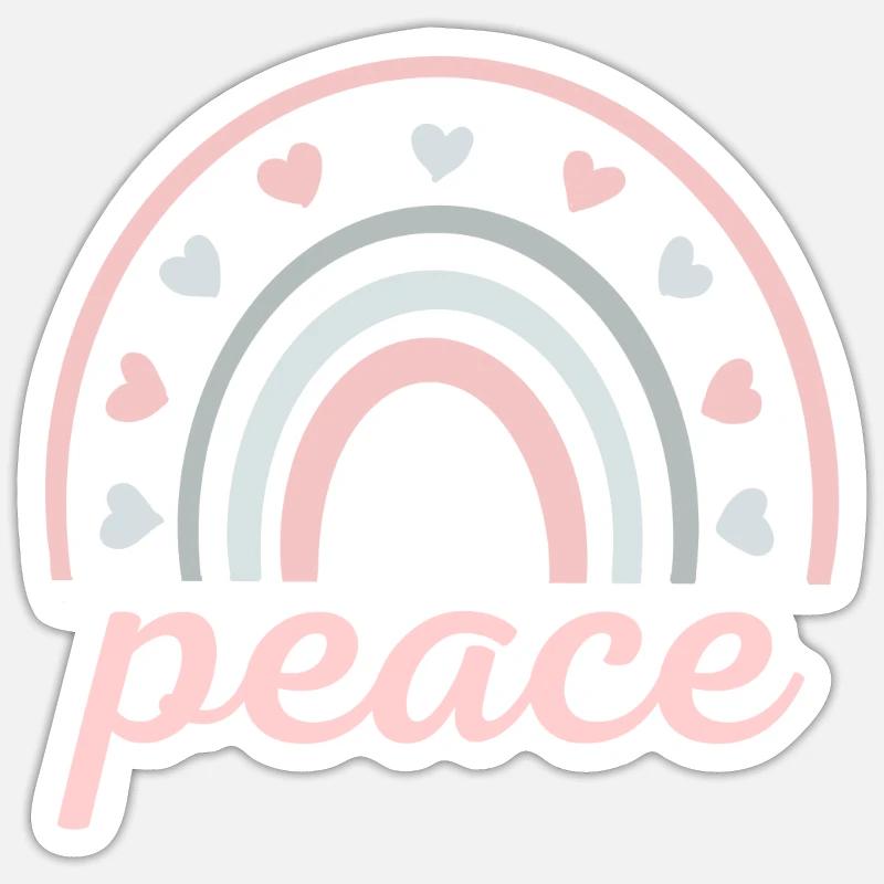 peace and love rainbow - Sticker taille S (10 x 10 cm) - blanc mat