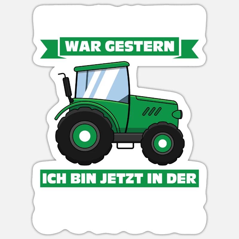 Schulkind Traktor Einschulung Geschenk - Sticker Größe S (10 x 10 cm) - Mattweiß