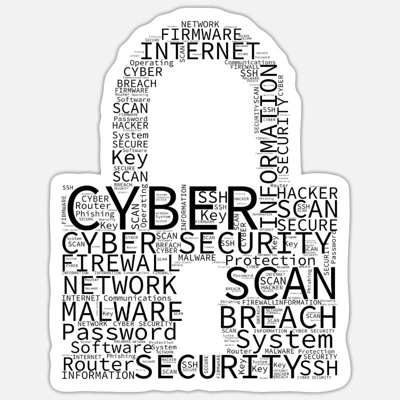 Cyber Security Wordcloud Padlock Sticker size S (10 x 10 cm)