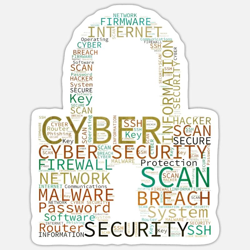 Cyber Security Wordcloud Padlock Sticker size S (10 x 10 cm)