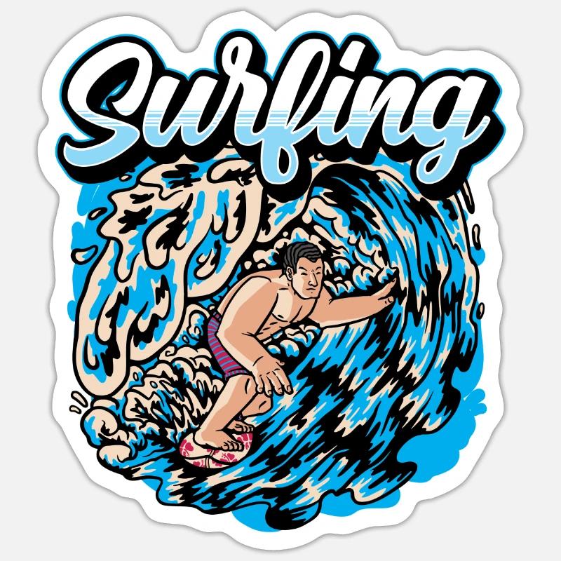 Surf Surf Surf Surf Surf Surfer - Sticker taille S (10 x 10 cm) - blanc mat