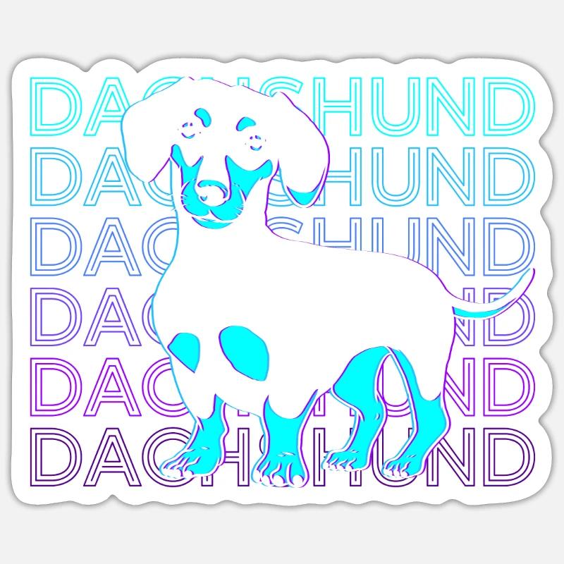 Dachshund Retro Gift - Sticker size S (10 x 10 cm) - white matte
