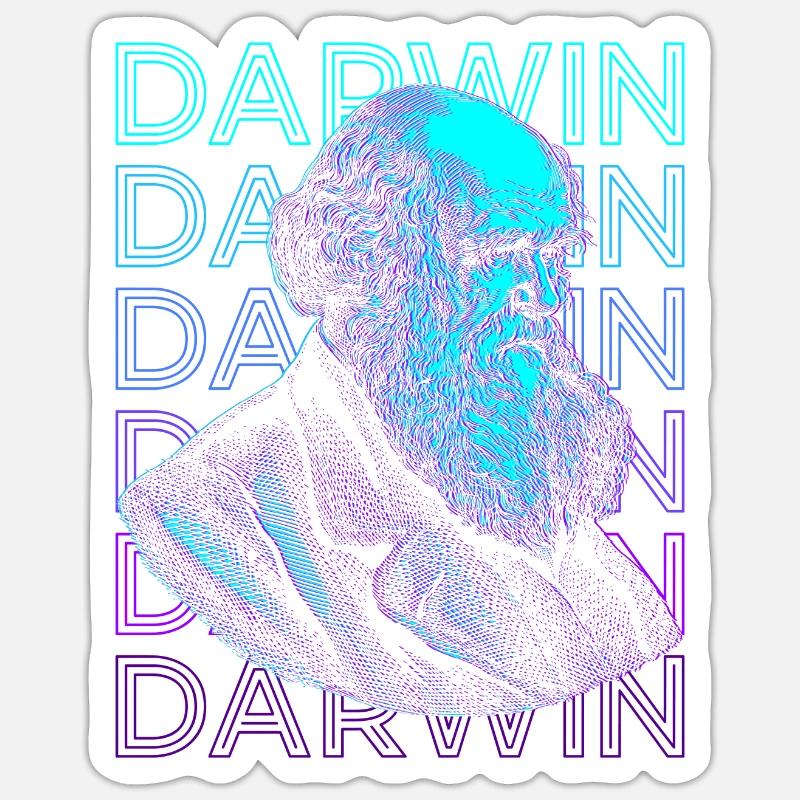 Charles Darwin Evolutionstheorie Retro Geschenk Sticker Größe S (10 x 10 cm)
