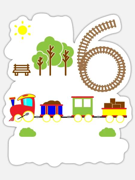 Junge Geburtstag 6 Jahre Zug Eisenbahn Geburtstag - Sticker Größe S (10 x 10 cm) - Mattweiß