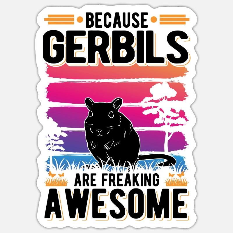 Gerbil Gift Racing Rat Germesau - Sticker size S (10 x 10 cm) - white matte