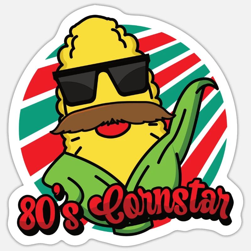 80s Cornstar Mustache Beard Funny Mustache Sticker size S (10 x 10 cm)