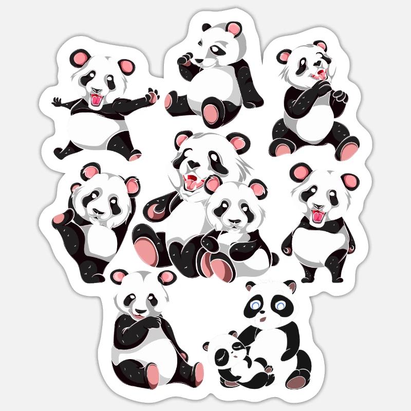 Panda - Sticker taille S (10 x 10 cm) - blanc mat