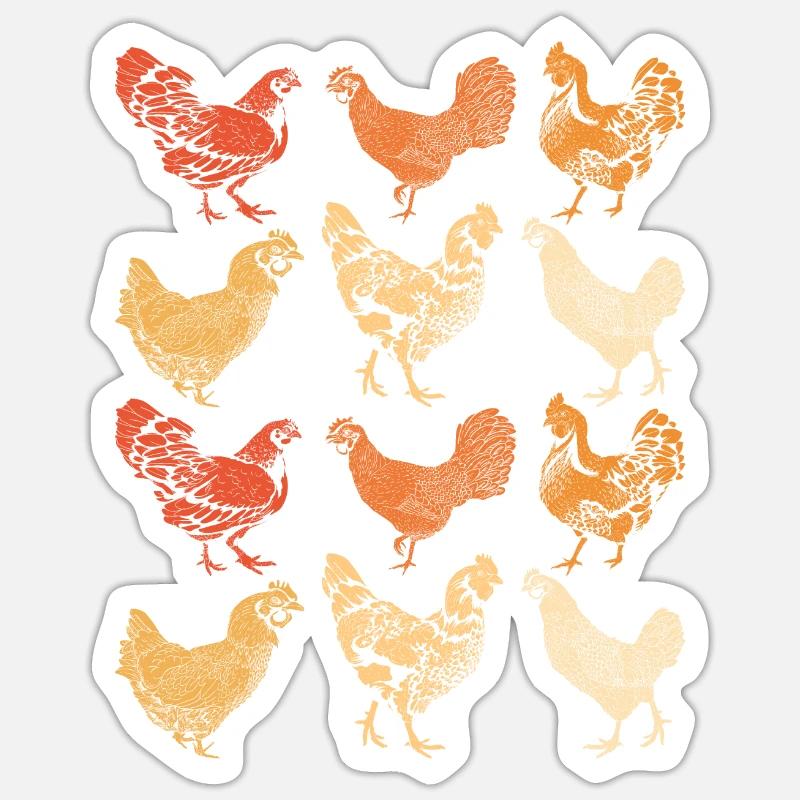 Poulets - Sticker taille S (10 x 10 cm) - blanc mat