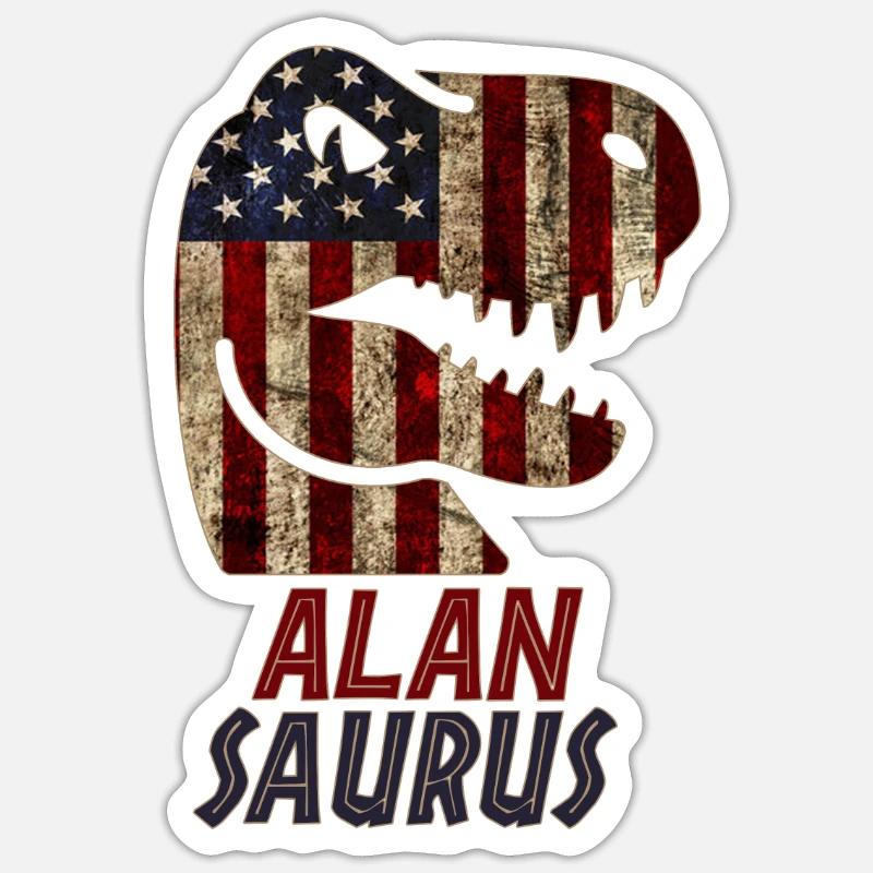Patriotic Alan Dinosaur Alansaurus - Sticker size S (10 x 10 cm) - white matte