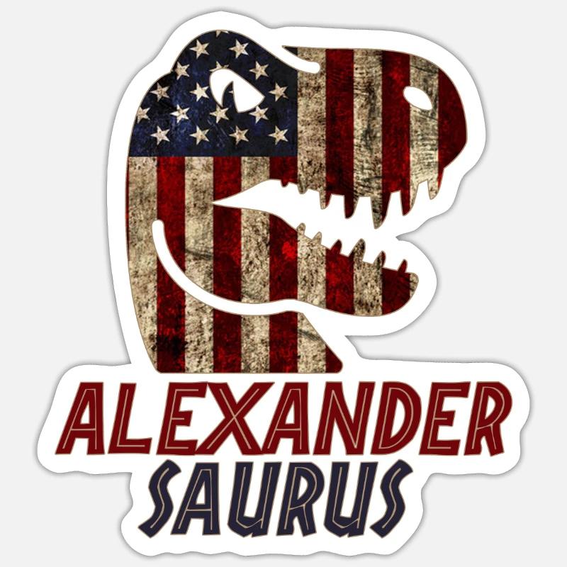 Patriotique Alexander Dinosaur Alexandersaurus - Sticker taille S (10 x 10 cm) - blanc mat