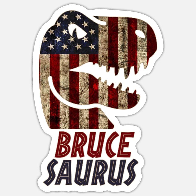 Patriotic Bruce Dinosaur Brucesaurus - Sticker size S (10 x 10 cm) - white matte