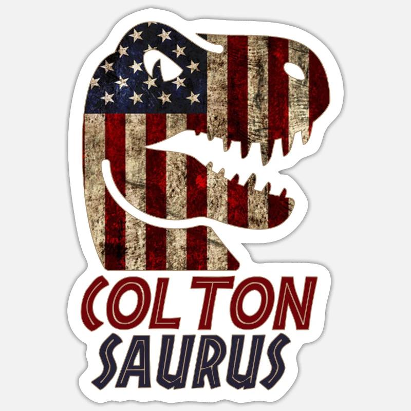 Patriotic Colton Dinosaur Coltonsaurus - Sticker Größe S (10 x 10 cm) - Mattweiß