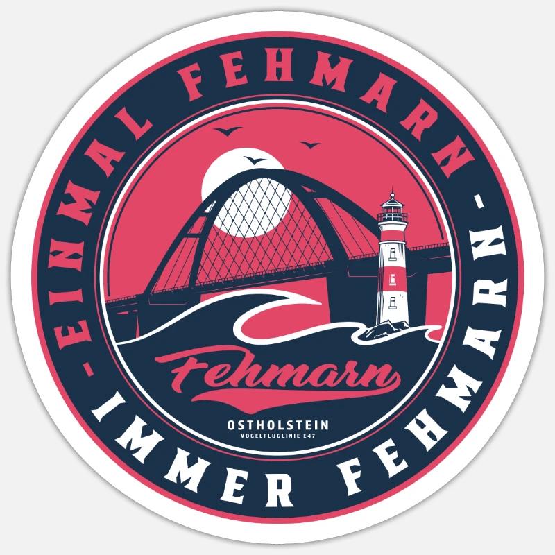Fehmarn Badge Ostholstein - Sticker Größe S (10 x 10 cm) - Mattweiß