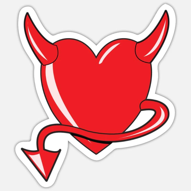 Red Heart - Devil Heart - Devil's Heart - Gift Sticker size S (10 x 10 cm)