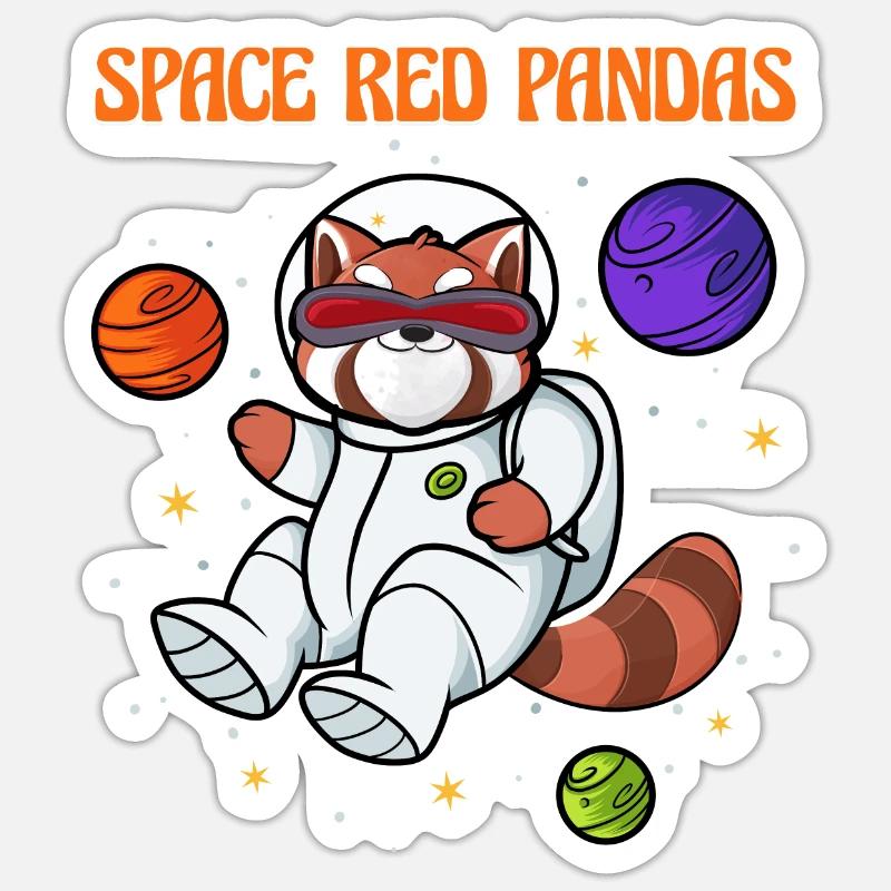 Pandas roux de l’espace - Sticker taille S (10 x 10 cm) - blanc mat