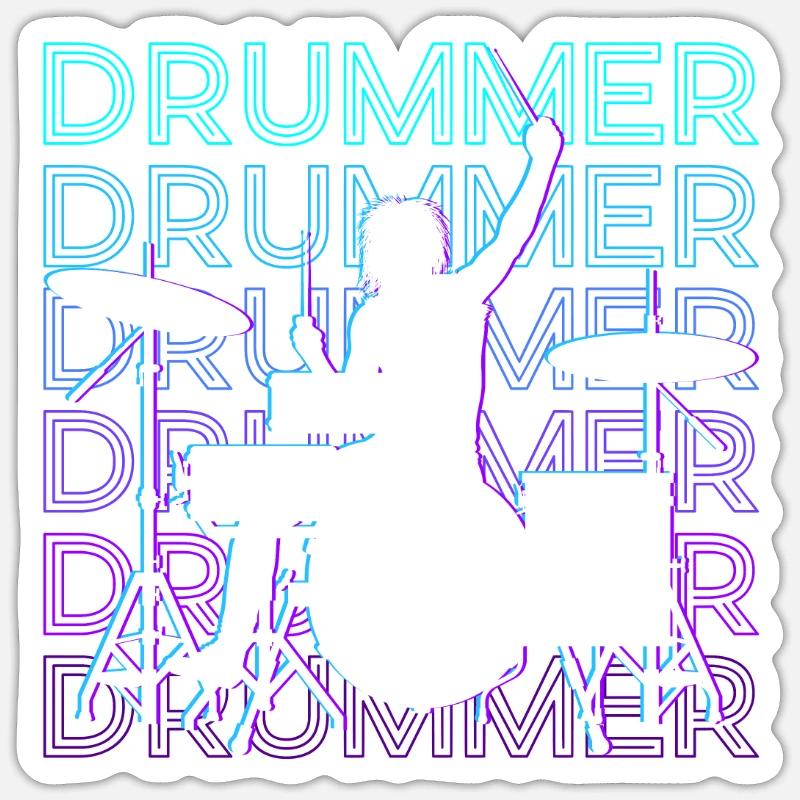 Drummer Retro Gift - Sticker size S (10 x 10 cm) - white matte