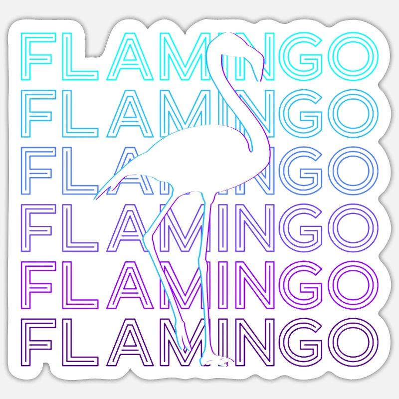 Flamingo Retro Cadeau - Sticker taille S (10 x 10 cm) - blanc mat