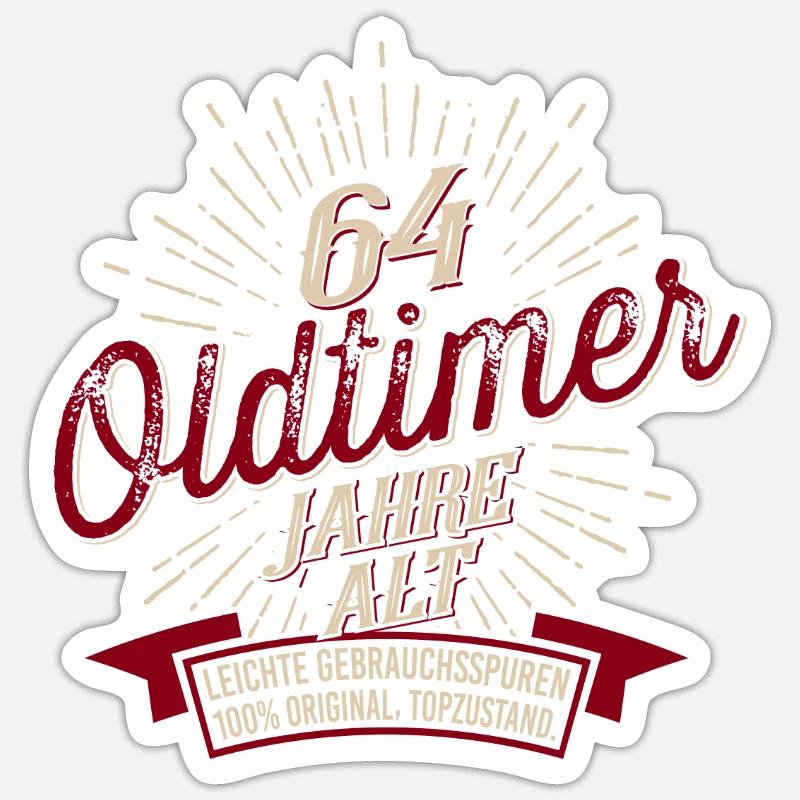 64. Geburtstag Oldtimer - Sticker Größe S (10 x 10 cm) - Mattweiß